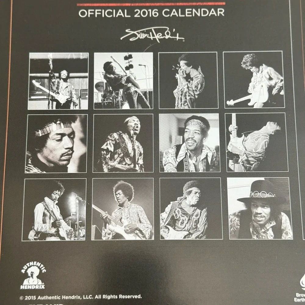2016 Jimi Hendrix Wall Calendar by Authentic Hendrix LLC 11 x 17